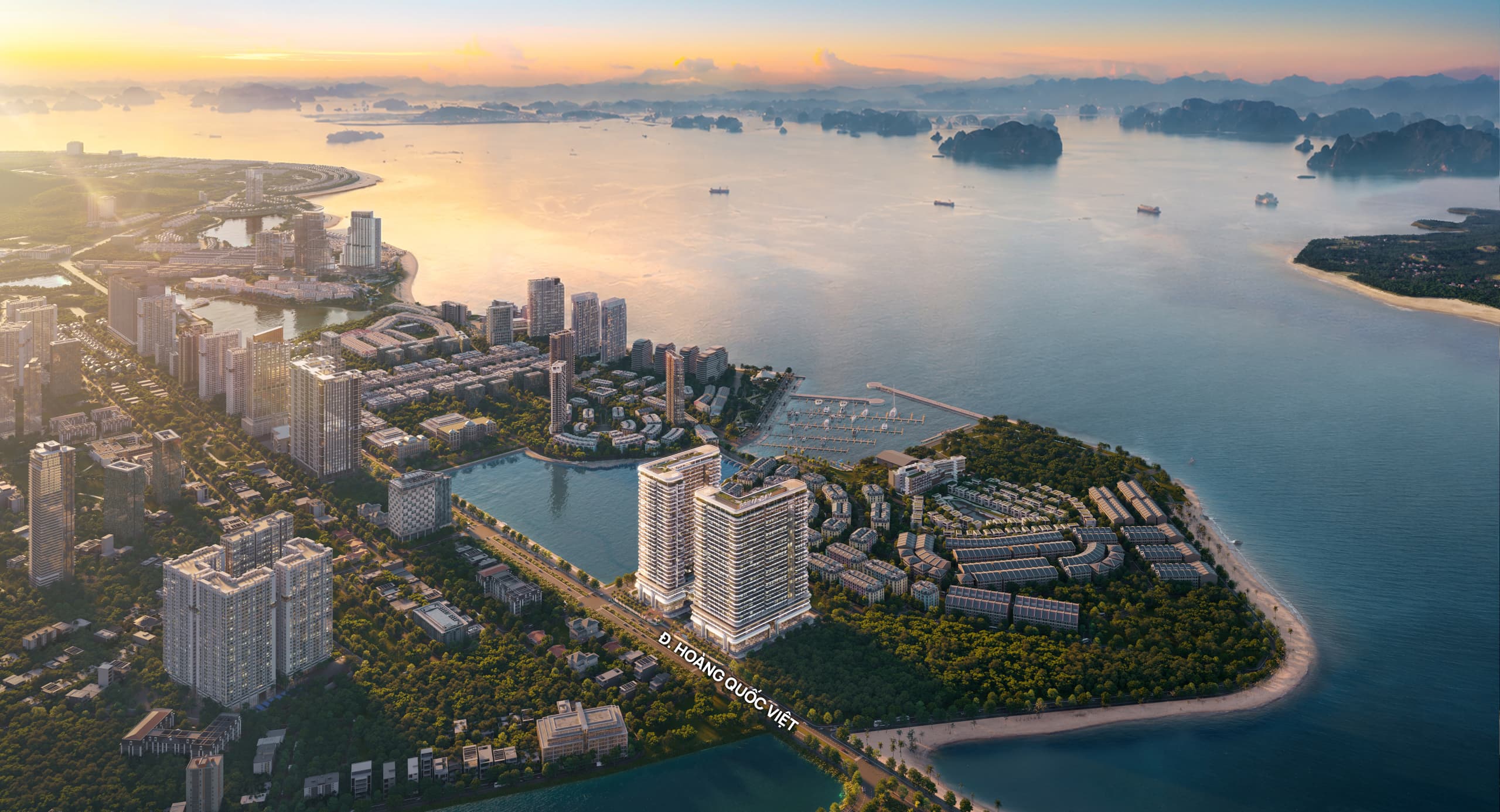 Tầm nhìn đa lớp Prima Bay — vịnh, hồ, phố, núi